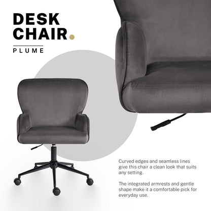Desk Armchair - Home Office Swivel Chair Adjustable Height Seat PLUME GREY