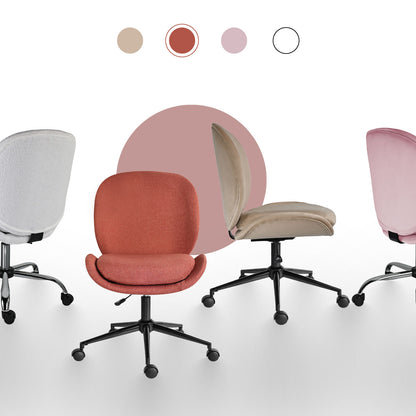 Office Desk Chair - Linen Fabric Armless Swivel Study Seat OVOID EARTHY RED