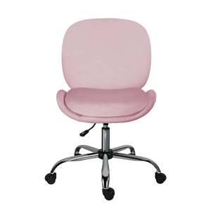 Office Desk Chair - Velvet Armless Swivel Study Seat OVOID PINK