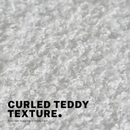 Office Desk Chair - Teddy Boucle Armless Swivel Study Seat OVOID WHITE