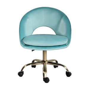 Office Desk Chair - Velvet Home Office Swivel Computer Seat COVE BLUE