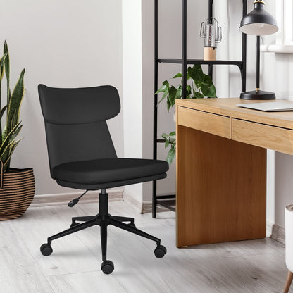 Office Desk Chair - PU Leather Home Office Swivel Chair Computer Seat BLACK