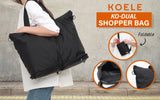 Shopper Bag Tote Bag Foldable Travel Laptop Grocery Nylon KO-DUAL BLACK