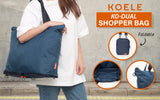 Shopper Bag Tote Bag Foldable Travel Laptop Grocery Nylon KO-DUAL NAVY