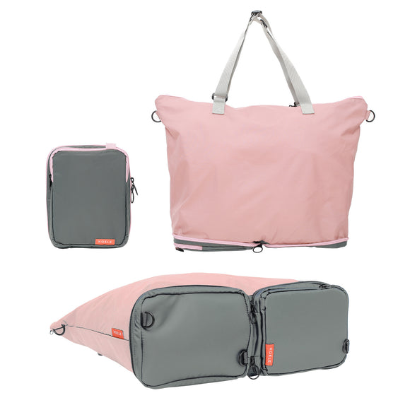 Shopper Bag Tote Bag Foldable Travel Laptop Grocery Nylon KO-DUAL PINK