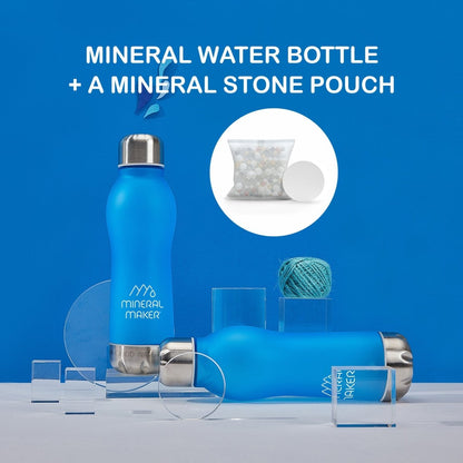 Mineral Maker MORBIDO Alkaline Filter Water Bottle + a Mineral Stone Pouch BLUE - Factory Direct Shop