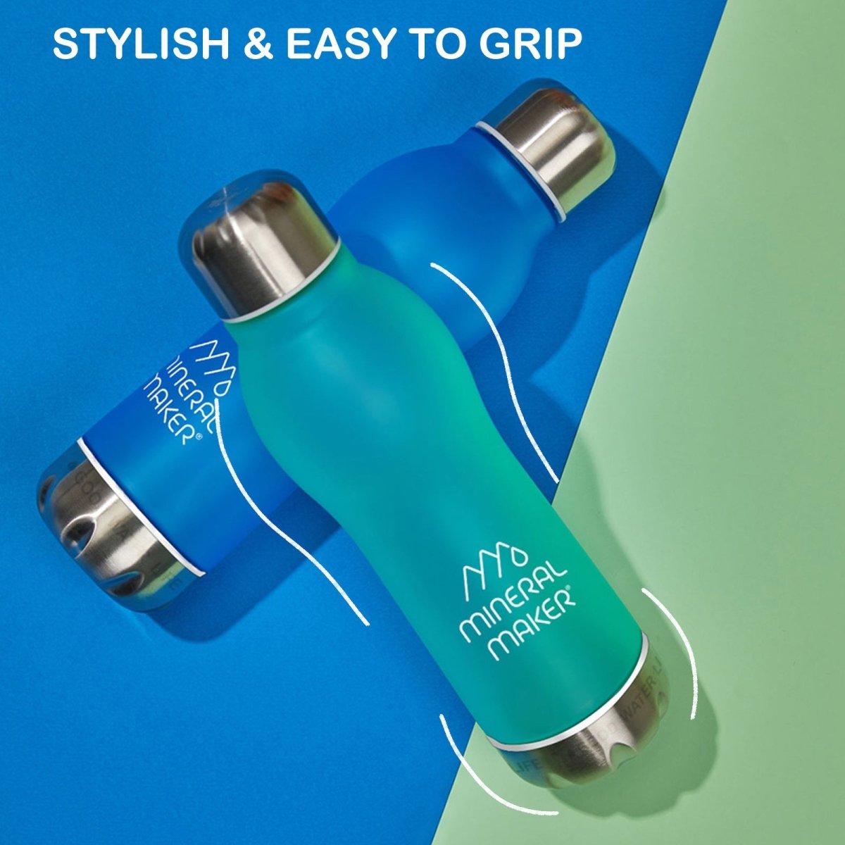 Mineral Maker MORBIDO Alkaline Filter Water Bottle + a Mineral Stone Pouch BLUE - Factory Direct Shop