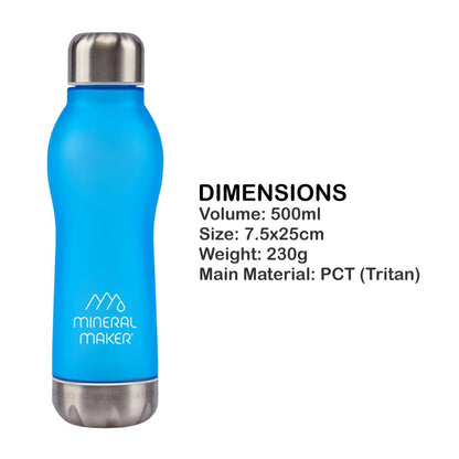 Mineral Maker MORBIDO Alkaline Filter Water Bottle + a Mineral Stone Pouch BLUE - Factory Direct Shop