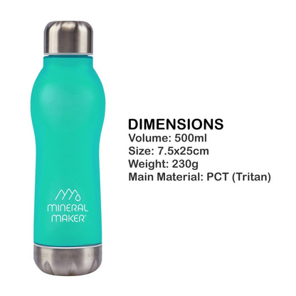 Mineral Maker MORBIDO Alkaline Filter Water Bottle + a Mineral Stone Pouch GREEN - Factory Direct Shop