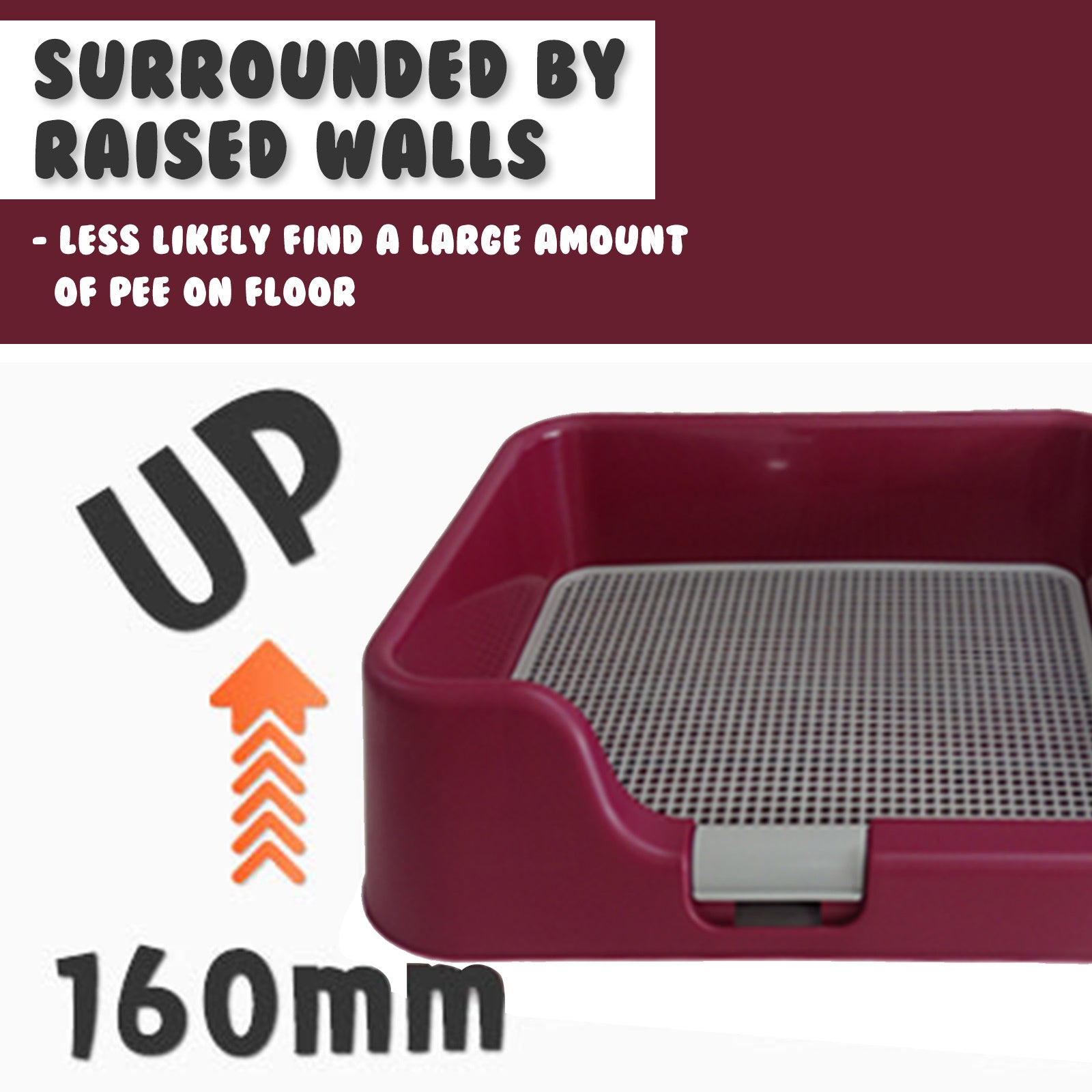 Dog Pet Potty Tray Training Toilet Raised Walls T1 WINE - Factory Direct Shop