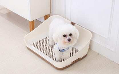 YES4PETS Medium Portable Dog Rabbit Potty Training Tray Pet Puppy Toilet Trays Loo Pad Mat With Wall Brown