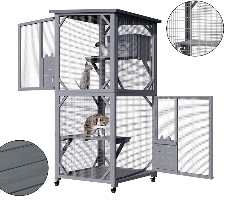 YES4PETS Pet Cat Bird Shelter Condo with Escape Door Wooden Kitten Cage House