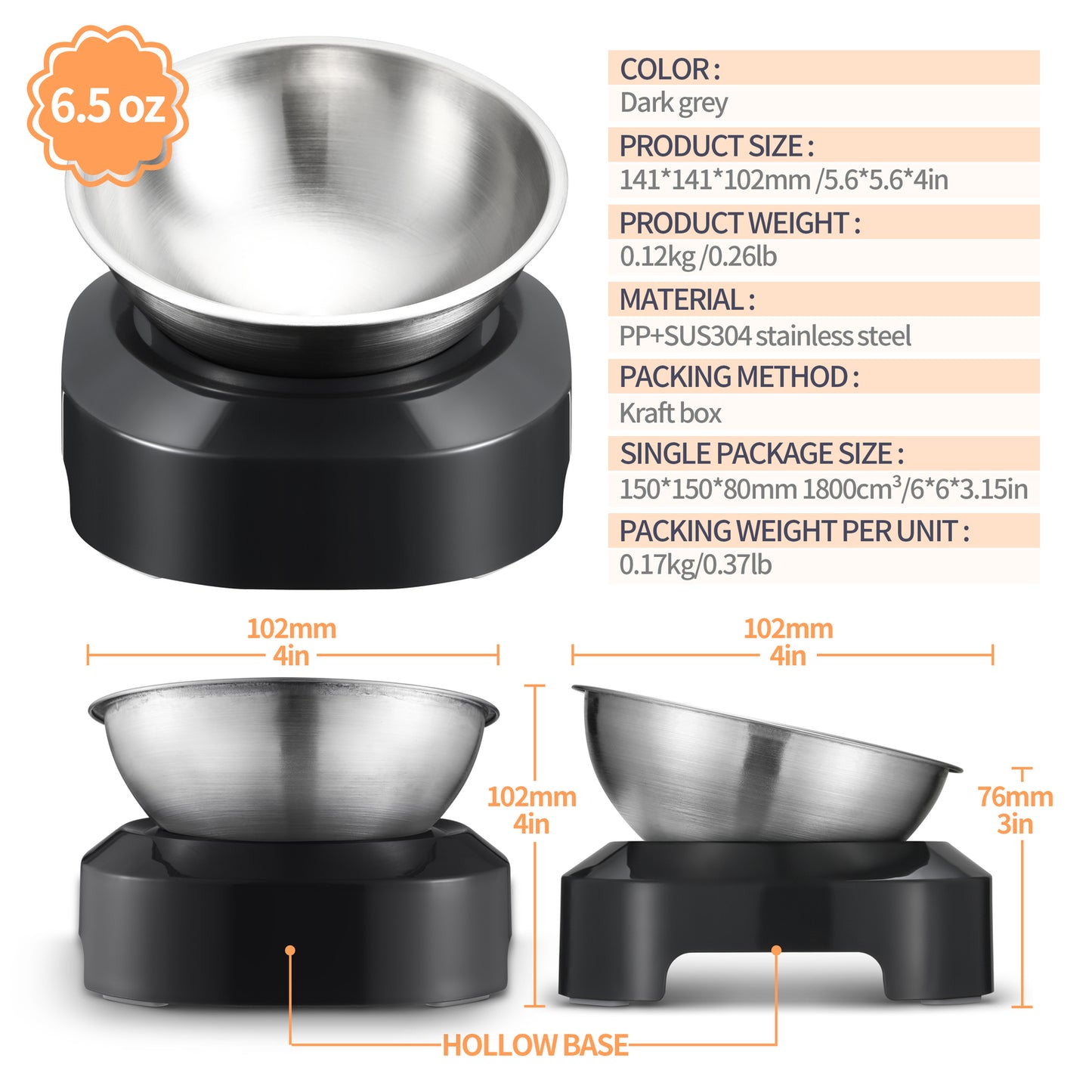 YES4PETS Medium Stainless Steel Pet Bowl Water Bowls Portable Anti Slip Skid Feeder Dog Rabbit Cat