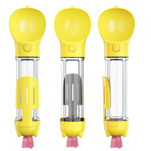YES4PETS 4 in 1 Portable Pet Dog Puppy Cat Drinking Mug Water Feeder Bottle Valve Travel Bottle Yellow