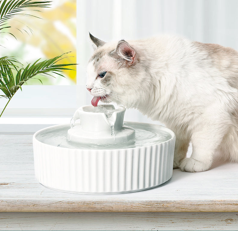 YES4PETS Porcelain Electric Pet Water Fountain Dog Cat Ceramic Water Feeder Bowl Dispenser