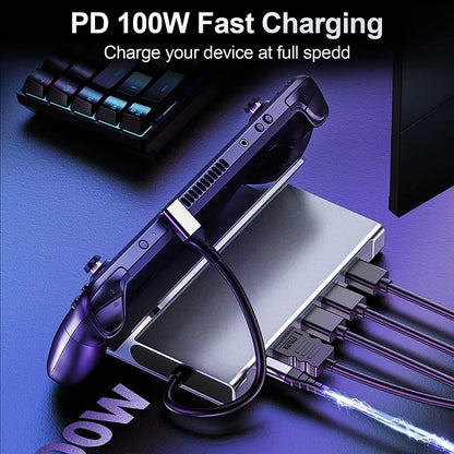 CHOETECH HUB-M77-GY PD100W 5-in-1 USB-C PD+HDMI+USB 3.0A/F+USB2.0 Steam Deck Docking Station