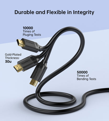CHOETECH XHH-TP20 8K HDMI 2.1 Cable 8K@60Hz 48Gbps 2M Braided Cable - Black