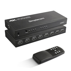 Simplecom CM317 7-Port HDMI 2.0 Switch with Remote 7 IN 1 OUT Splitter HDCP 2.2 4K@60Hz