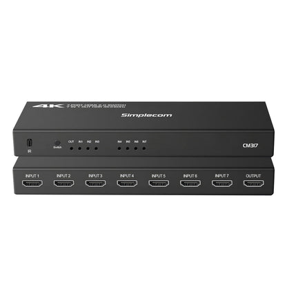 Simplecom CM317 7-Port HDMI 2.0 Switch with Remote 7 IN 1 OUT Splitter HDCP 2.2 4K@60Hz