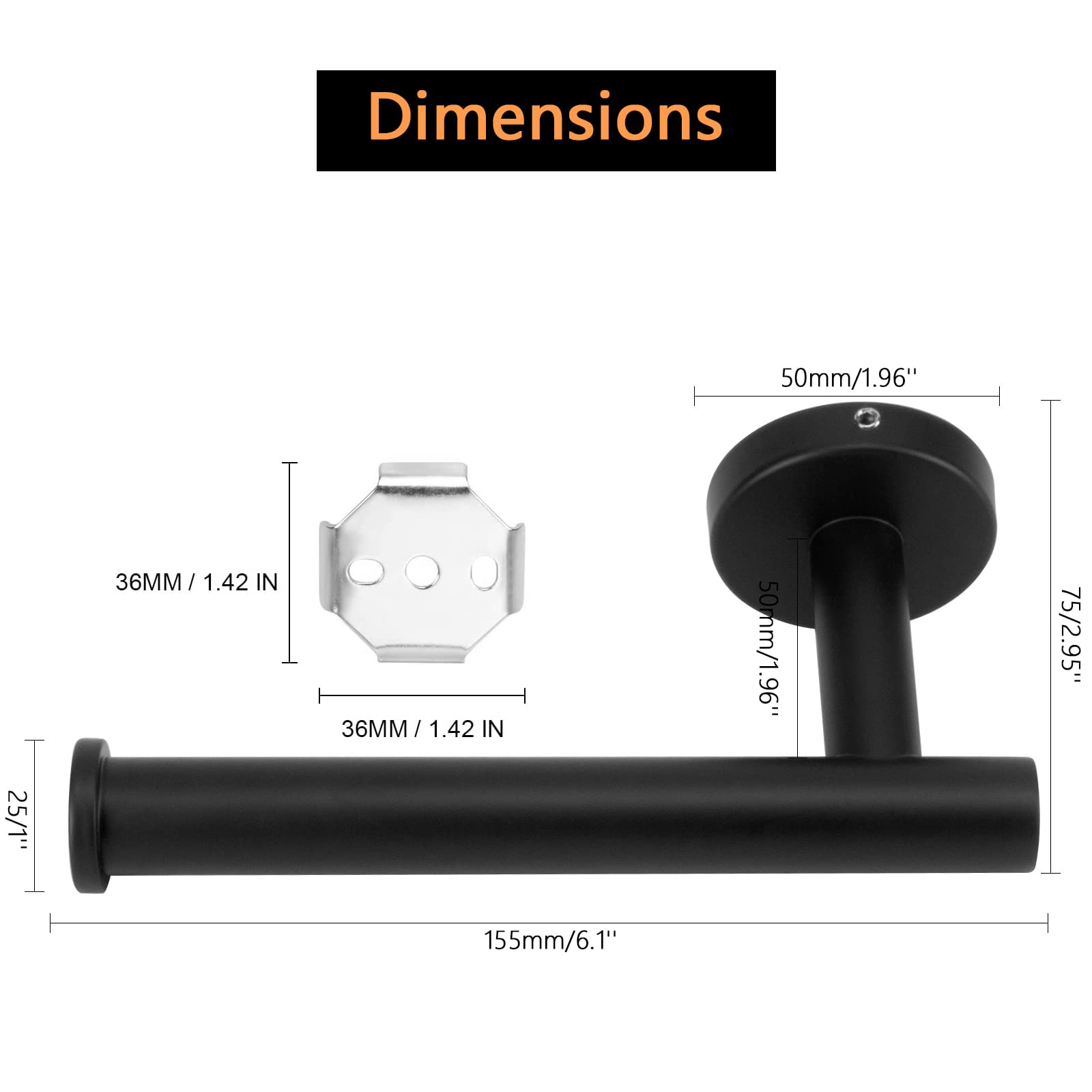 Toilet Paper Holder Black Wall Mount Bathroom Paper Roll Holder Roll Holder 304 - Factory Direct Shop