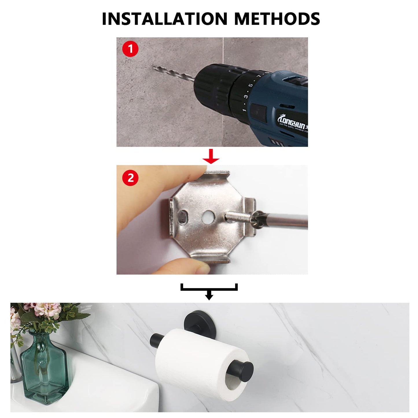 Toilet Paper Holder Black Wall Mount Bathroom Paper Roll Holder Roll Holder 304 - Factory Direct Shop