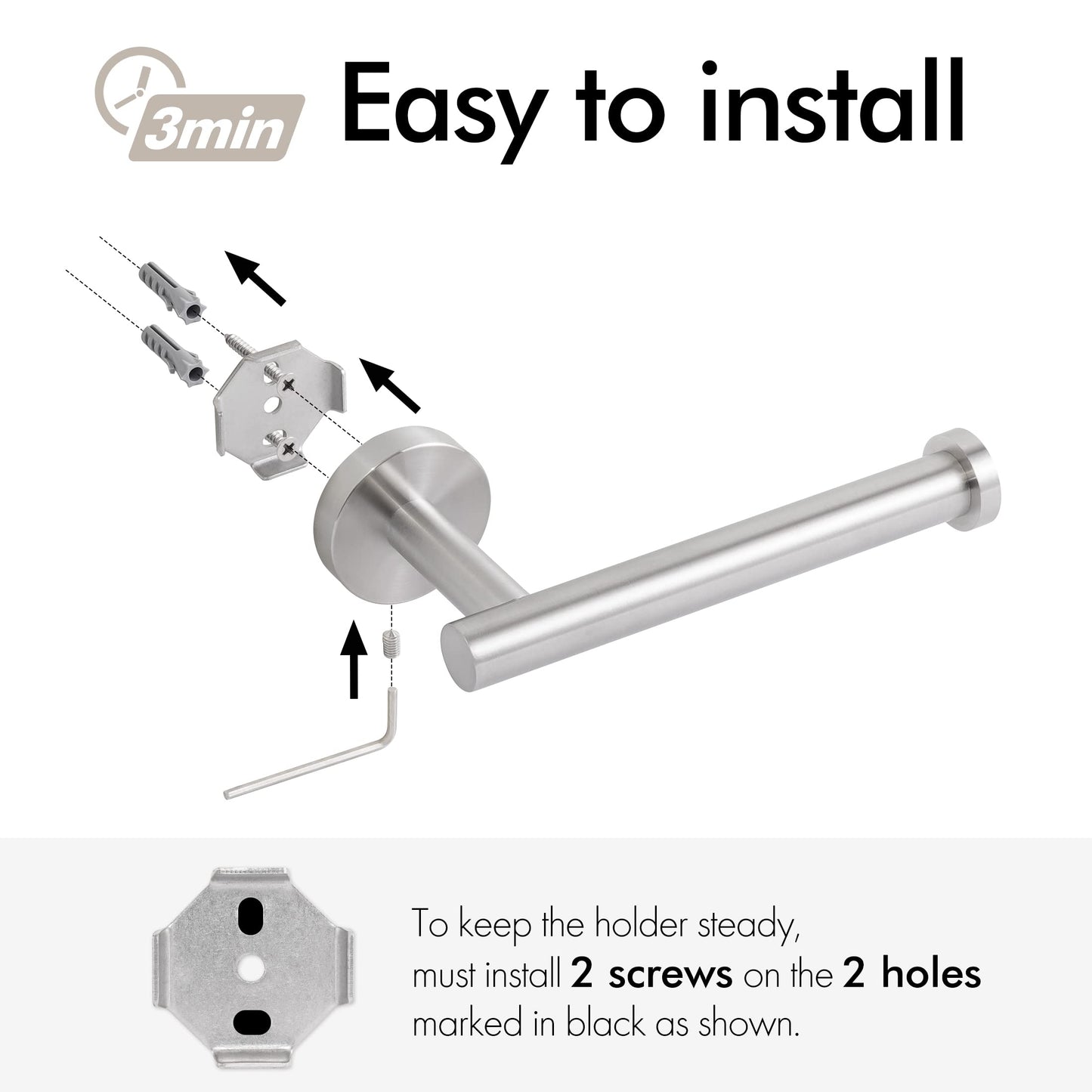 Toilet Paper Holder Bathroom Paper Roll Holder Roll Holder brushed Silver Wall Mount 304 - Factory Direct Shop