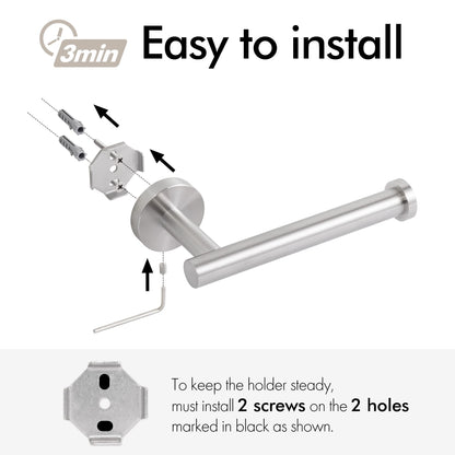 Toilet Paper Holder Bathroom Paper Roll Holder Roll Holder brushed Silver Wall Mount 304 - Factory Direct Shop
