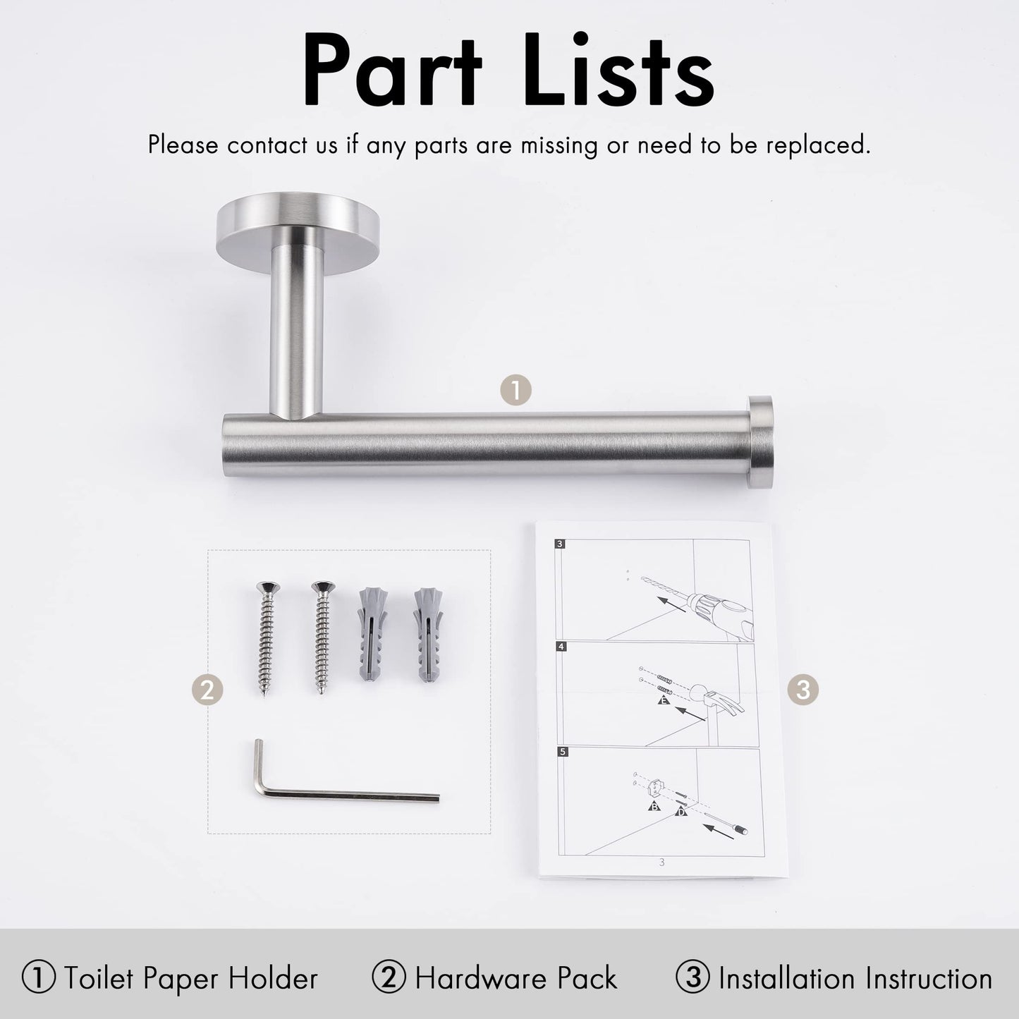 Toilet Paper Holder Bathroom Paper Roll Holder Roll Holder brushed Silver Wall Mount 304 - Factory Direct Shop
