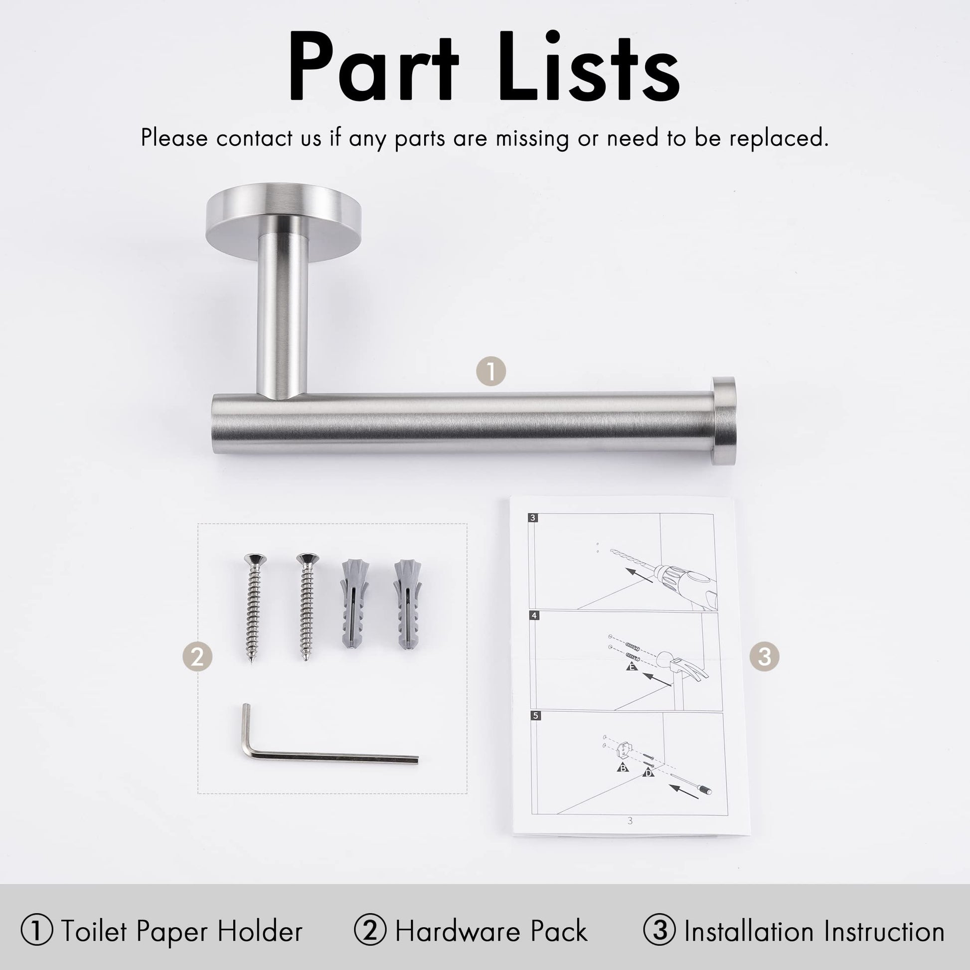 Toilet Paper Holder Bathroom Paper Roll Holder Roll Holder brushed Silver Wall Mount 304 - Factory Direct Shop