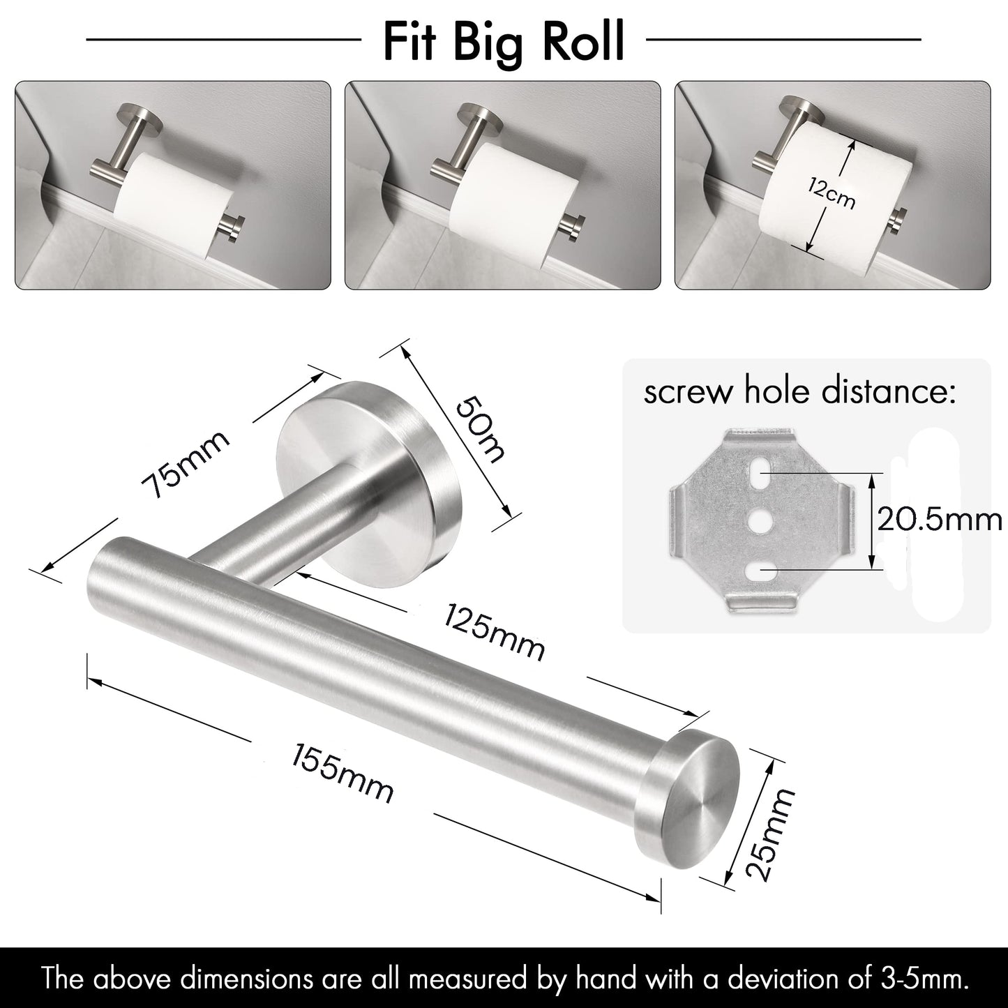 Toilet Paper Holder Bathroom Paper Roll Holder Roll Holder brushed Silver Wall Mount 304 - Factory Direct Shop