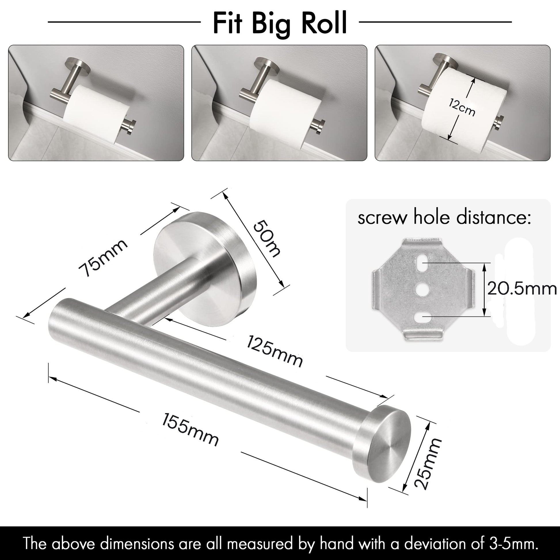 Toilet Paper Holder Bathroom Paper Roll Holder Roll Holder brushed Silver Wall Mount 304 - Factory Direct Shop
