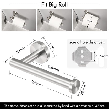 Toilet Paper Holder Bathroom Paper Roll Holder Roll Holder brushed Silver Wall Mount 304 - Factory Direct Shop