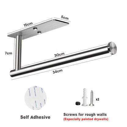 Kitchen Paper Holder Under Cabinet Wall Mount Adhesive Paper Towel Holder Rectangle Silver - Factory Direct Shop