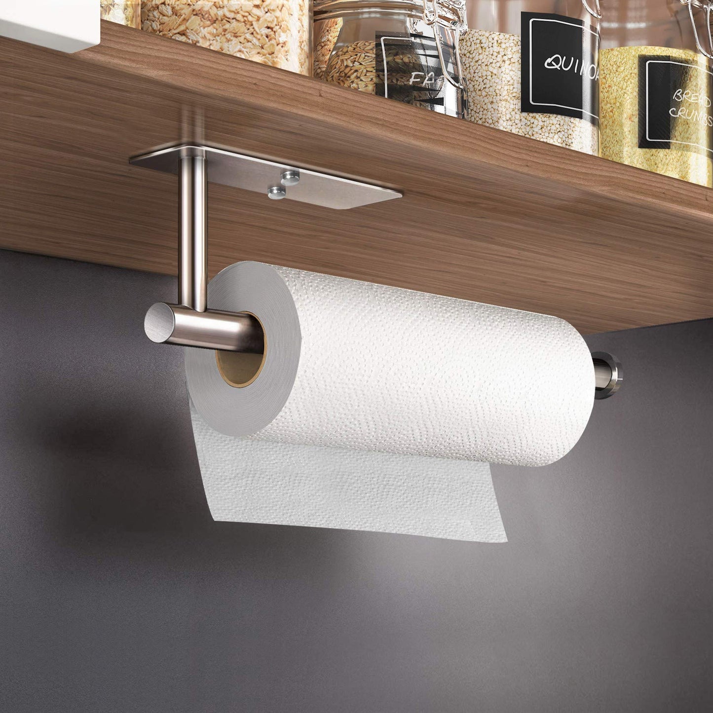 Kitchen Paper Holder Under Cabinet Wall Mount Adhesive Paper Towel Holder Rectangle Silver - Factory Direct Shop