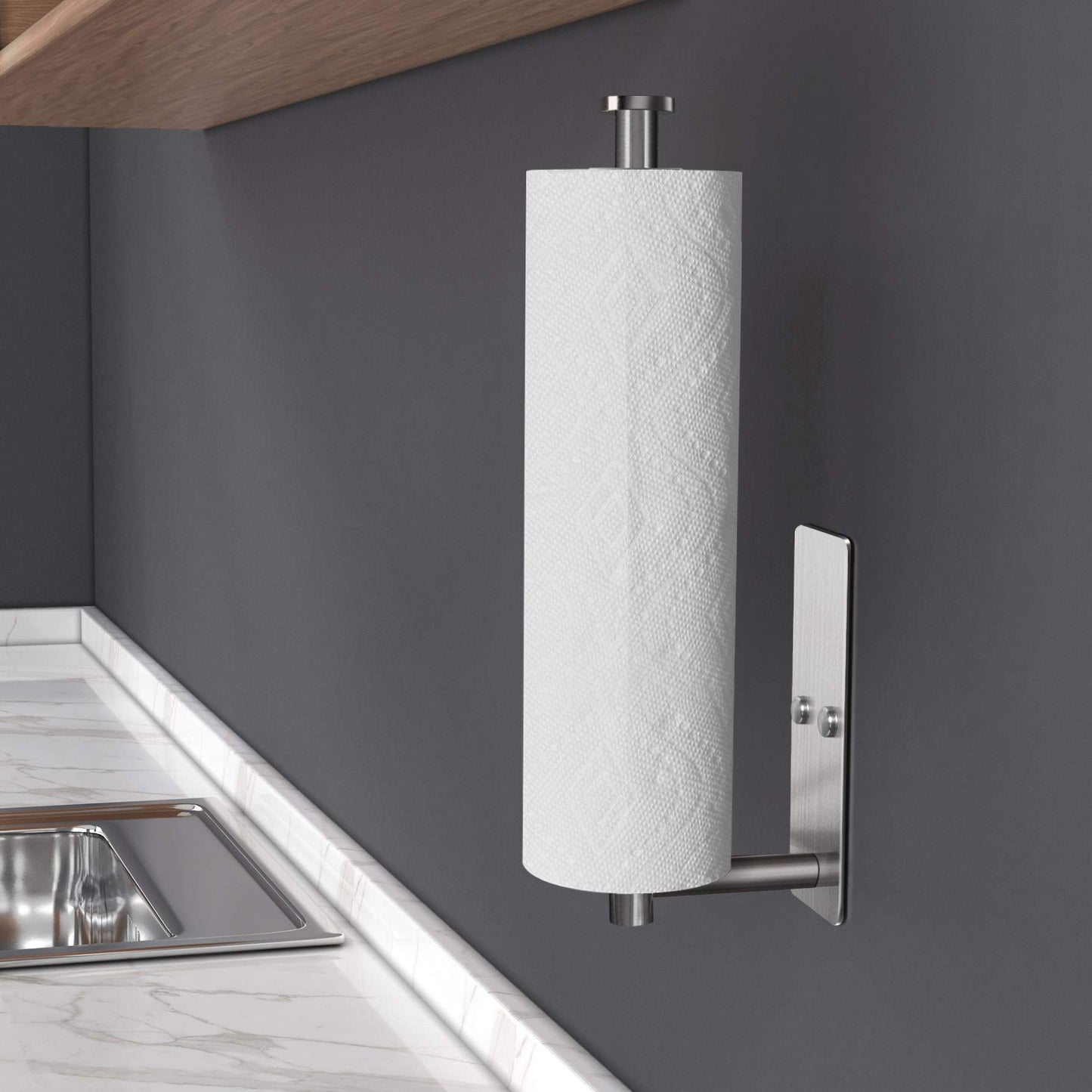Kitchen Paper Holder Under Cabinet Wall Mount Adhesive Paper Towel Holder Rectangle Silver - Factory Direct Shop