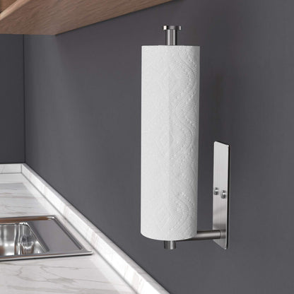 Kitchen Paper Holder Under Cabinet Wall Mount Adhesive Paper Towel Holder Rectangle Silver - Factory Direct Shop