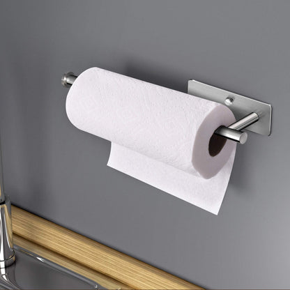 Kitchen Paper Holder Under Cabinet Wall Mount Adhesive Paper Towel Holder Rectangle Silver - Factory Direct Shop