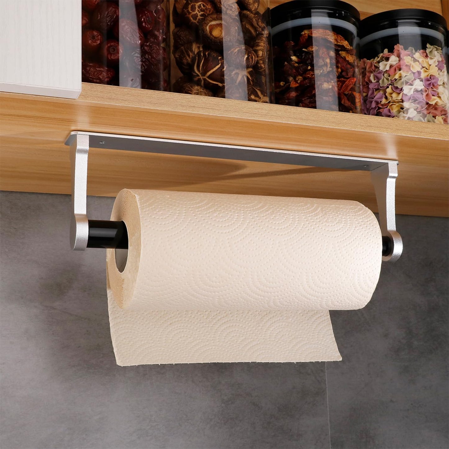 Kitchen Paper Holder Under Cabinet Screw Wall Mount Adhesive Paper Towel Holder Rectangle Silver - Factory Direct Shop