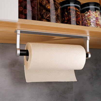 Kitchen Paper Holder Under Cabinet Screw Wall Mount Adhesive Paper Towel Holder Rectangle Silver - Factory Direct Shop