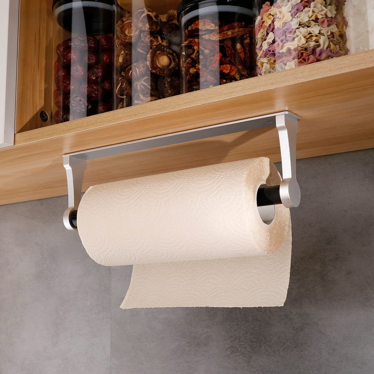 Kitchen Paper Holder Under Cabinet Screw Wall Mount Adhesive Paper Towel Holder Rectangle Silver - Factory Direct Shop