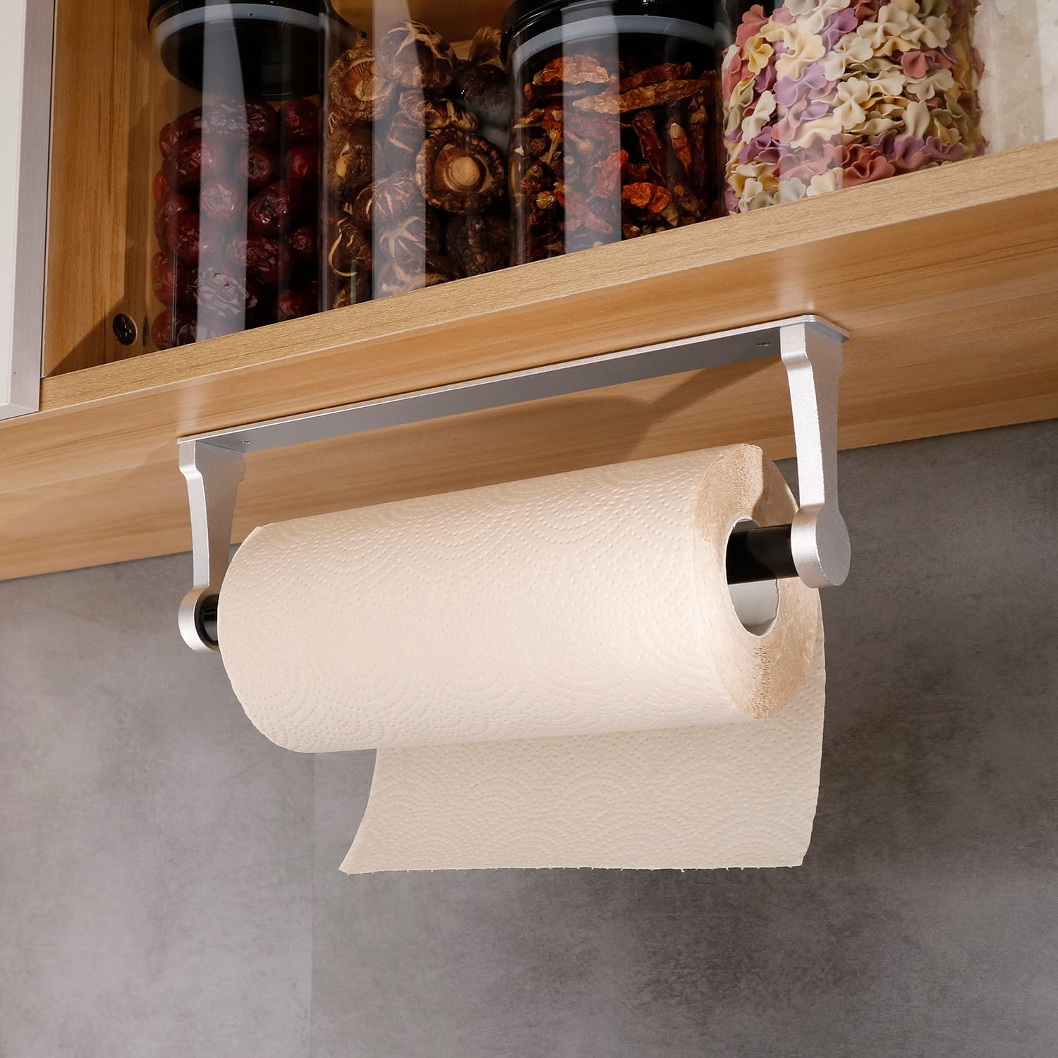Kitchen Paper Holder Under Cabinet Screw Wall Mount Adhesive Paper Towel Holder Rectangle Silver - Factory Direct Shop