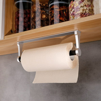 Kitchen Paper Holder Under Cabinet Screw Wall Mount Adhesive Paper Towel Holder Rectangle Silver - Factory Direct Shop