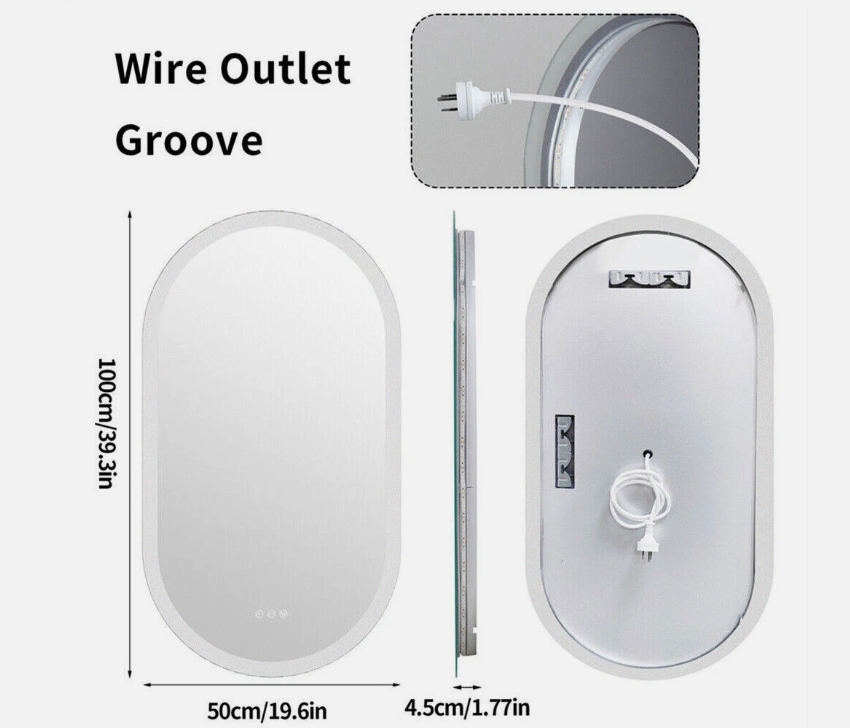 Interior Ave - 50 x 100cm Oval Frameless LED Bathroom Mirror