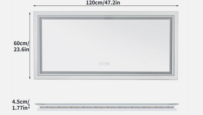 Interior Ave - 120 x 60cm Rectangle Frameless LED Bathroom Mirror