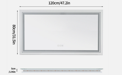 Interior Ave - 120 x 80cm Rectangle Frameless LED Bathroom Mirror