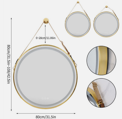 Interior Ave - 80cm Round Gold Hanging LED Bathroom Mirror