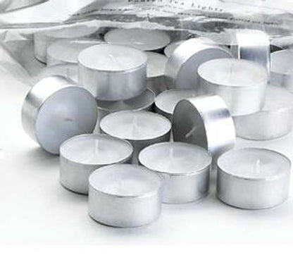 50 Pack Bulk Tea Light Candles - White Smokeless Tealights Unscented - 9 Hour Burn Time