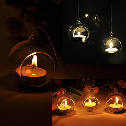 50 x Wholesale Lot of Hanging Clear Glass Ball Tealight Candle Holder - 8cm Diameter / High - Wedding Globe Decoration Terrarium Succulent Plant Mini Garden Holder Decor Craft Gift - Factory Direct Shop