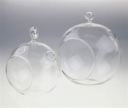 50 x Wholesale Lot of Hanging Clear Glass Ball Tealight Candle Holder - 8cm Diameter / High - Wedding Globe Decoration Terrarium Succulent Plant Mini Garden Holder Decor Craft Gift - Factory Direct Shop