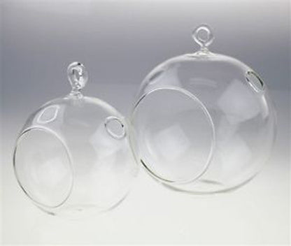 50 x Wholesale Lot of Hanging Clear Glass Ball Tealight Candle Holder - 8cm Diameter / High - Wedding Globe Decoration Terrarium Succulent Plant Mini Garden Holder Decor Craft Gift - Factory Direct Shop